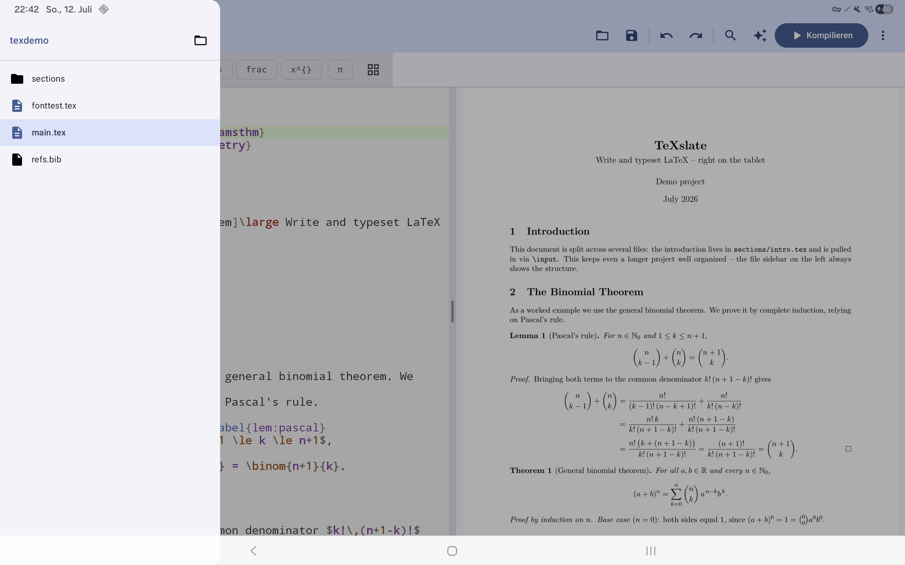 Datei-Sidebar für Mehrdatei-Projekte
